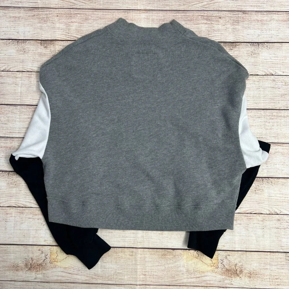 Hollister Gray Black White Colorblock Crop‎ Sweatshirt Mock Neck Womens Small